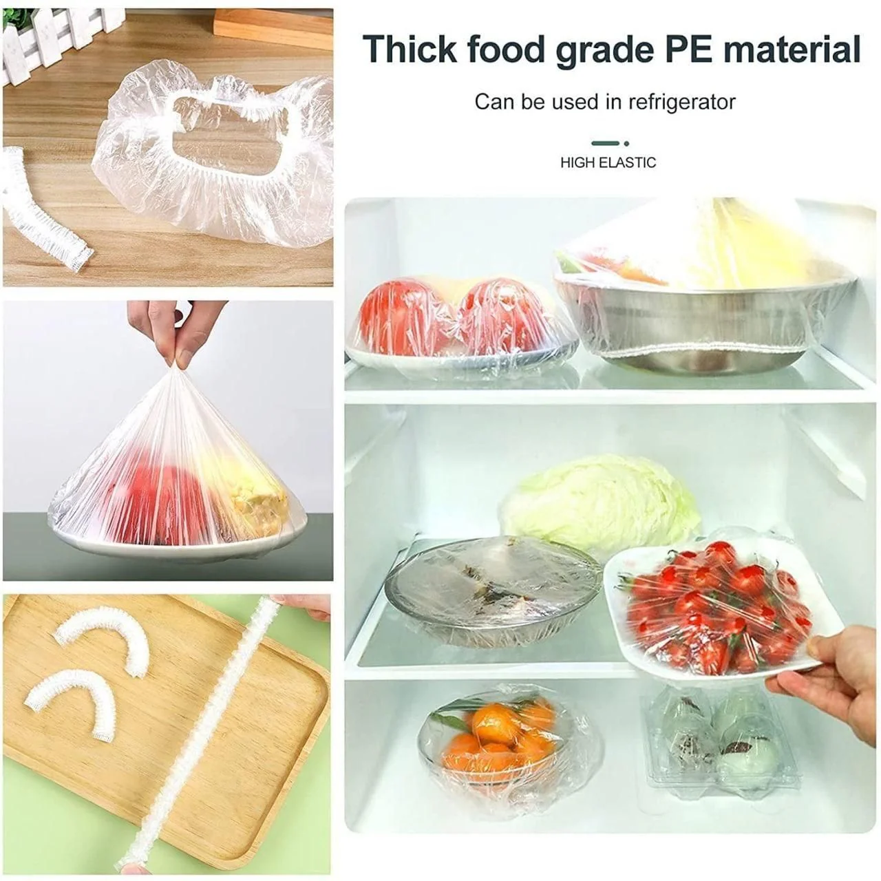 Plastic Bags - Reusable Elastic Food Storage Plastic Covers (Pack of 100) - Image 5